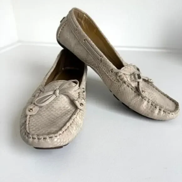 Marc Joseph NY Cypress Hill Moccasins Beige Snakeskin Loafers Women 7.5 Comfort - Picture 10 of 10